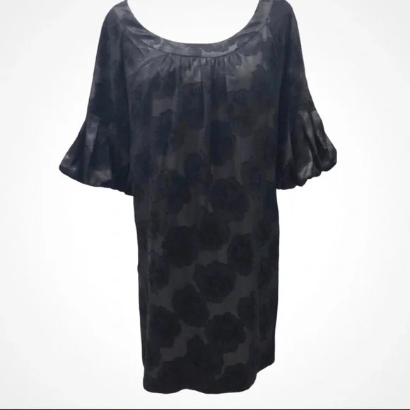 Ali Ro Anthropologie Silk Dress Floral Shift Dress Black Size 2 Scoop Neck - Picture 2 of 8